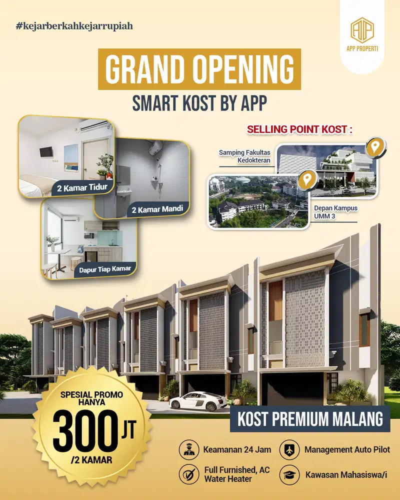 RUMAH KOS PREMIUM 300 JUTA AN KOTA MALANG DEPAN KAMPUS UMM