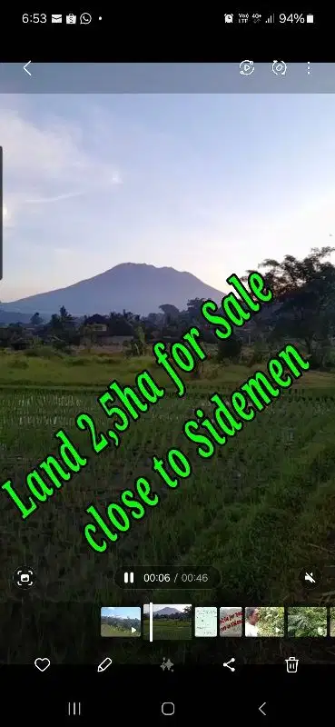 Land 2,5ha for Sale close to Sidemen Traditional Village Bali