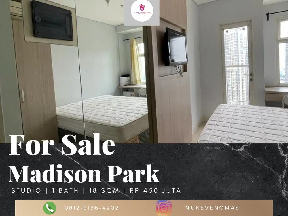Dijual Apartement Madison Park Type Studio Furnished Bagus