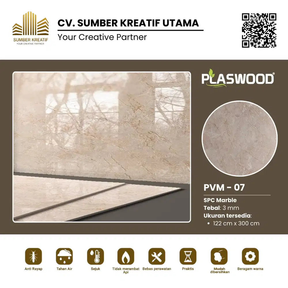 SPC Marble Wall Panel - Plaswood (11 Warna)