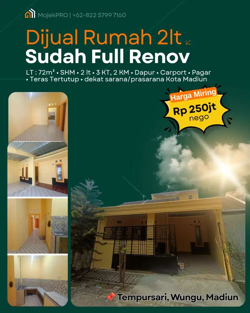 Dijual Rumah 2lt Full Renov Murah di Tempursari Madiun