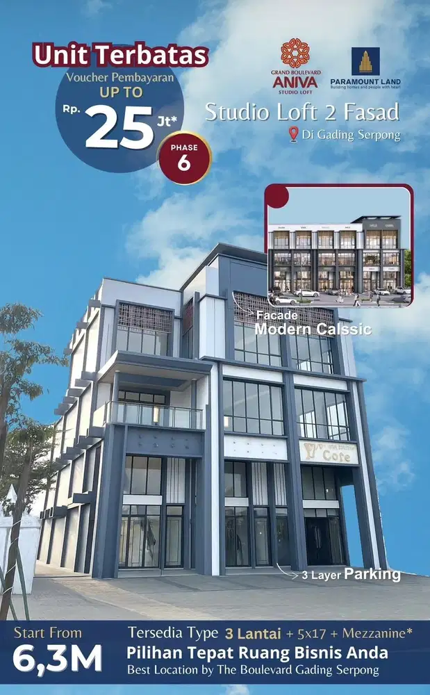 Studio loft yg selalu sold Aniva Boulevard gading serpong