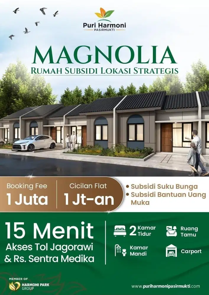 Rumah Subsidi New di Cluster Magnolia Puri Harmoni Pasirmukti Citeureup Bogor