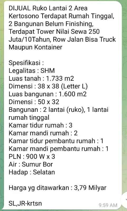 Paket Lengkap Ruko ,Gudang , Tanah, dan Rumah