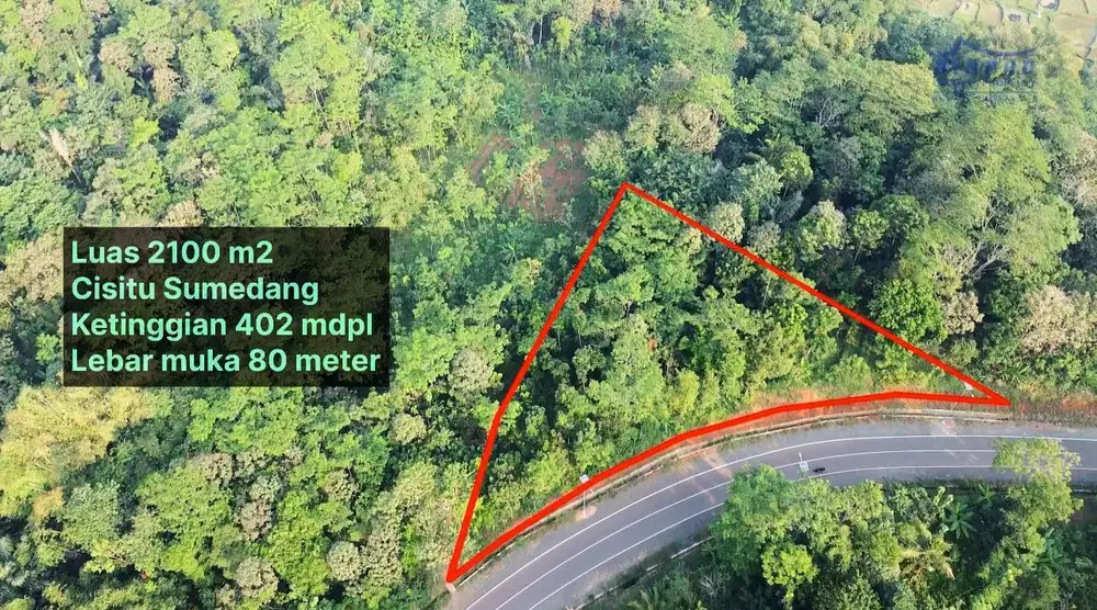 Tanah 2100 m2 Piggir Jalan Raya di Cisitu Sumedang Dijual Murah