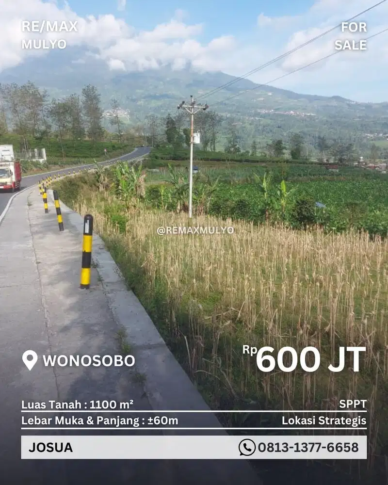 Dijual Tanah Tepi Jalan Besar, Area Wonosobo