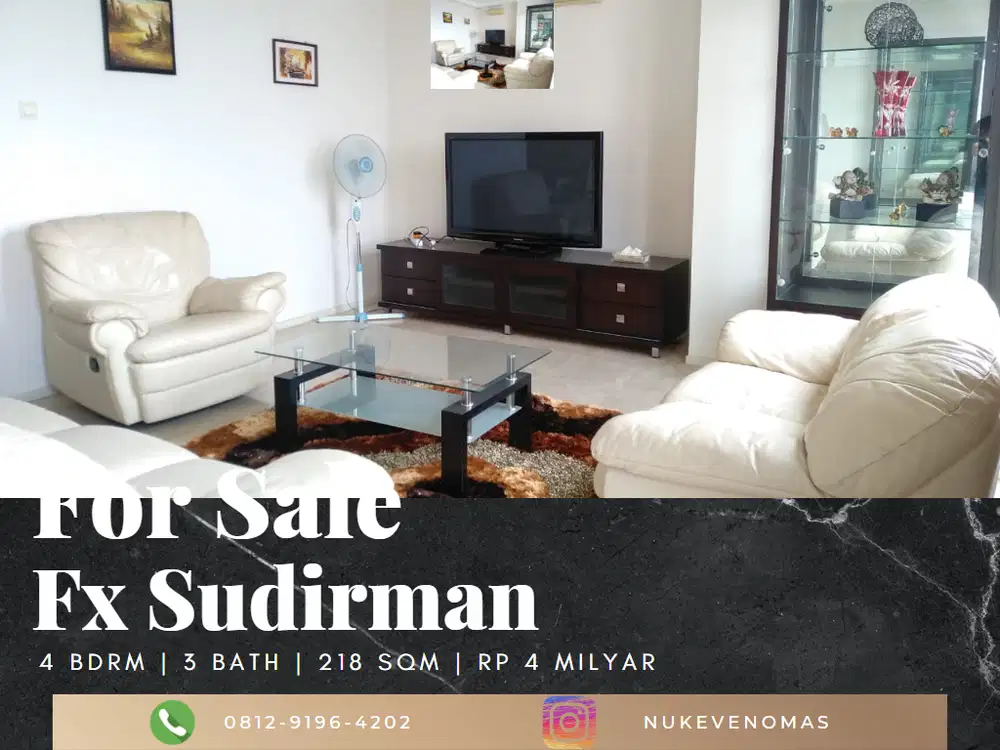 Dijual Apartemen Fx Sudirman 3BR+1 Full Furnished High Floor