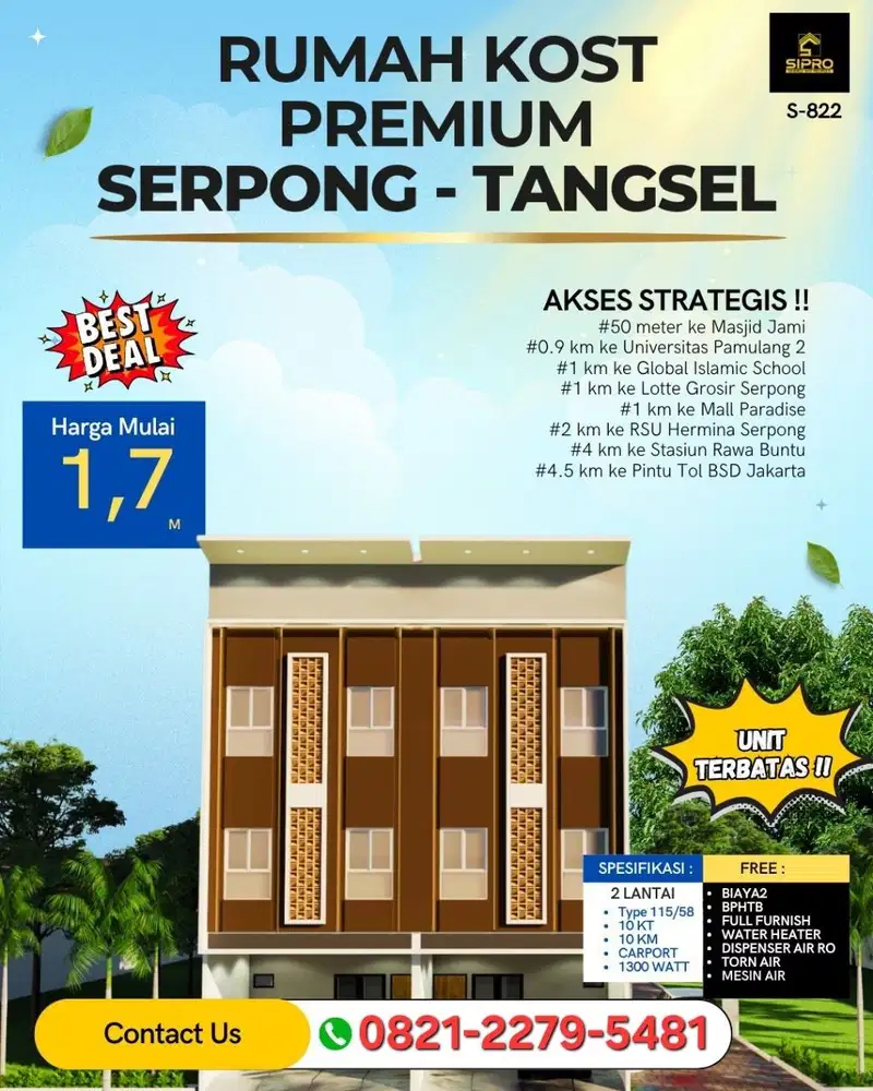 Jual Rumah Kost 2 Lantai di Serpong tangerang selatan