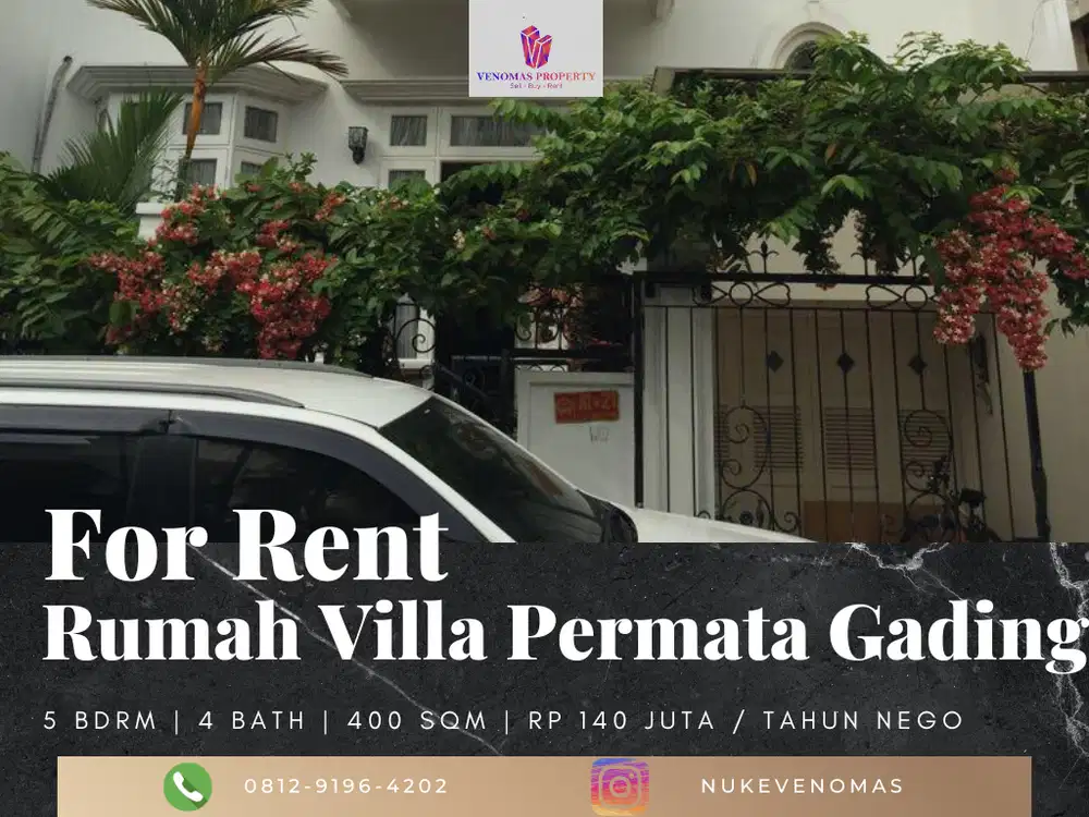 Disewakan Rumah di Perumahan Villa Permata Gading 4 Bedroom 3,5 Lantai