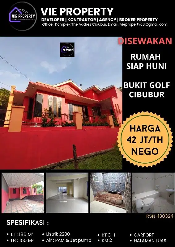 DISEWA MURAH, RUMAH SIAP HUNI di Bukit Golf Cibubur