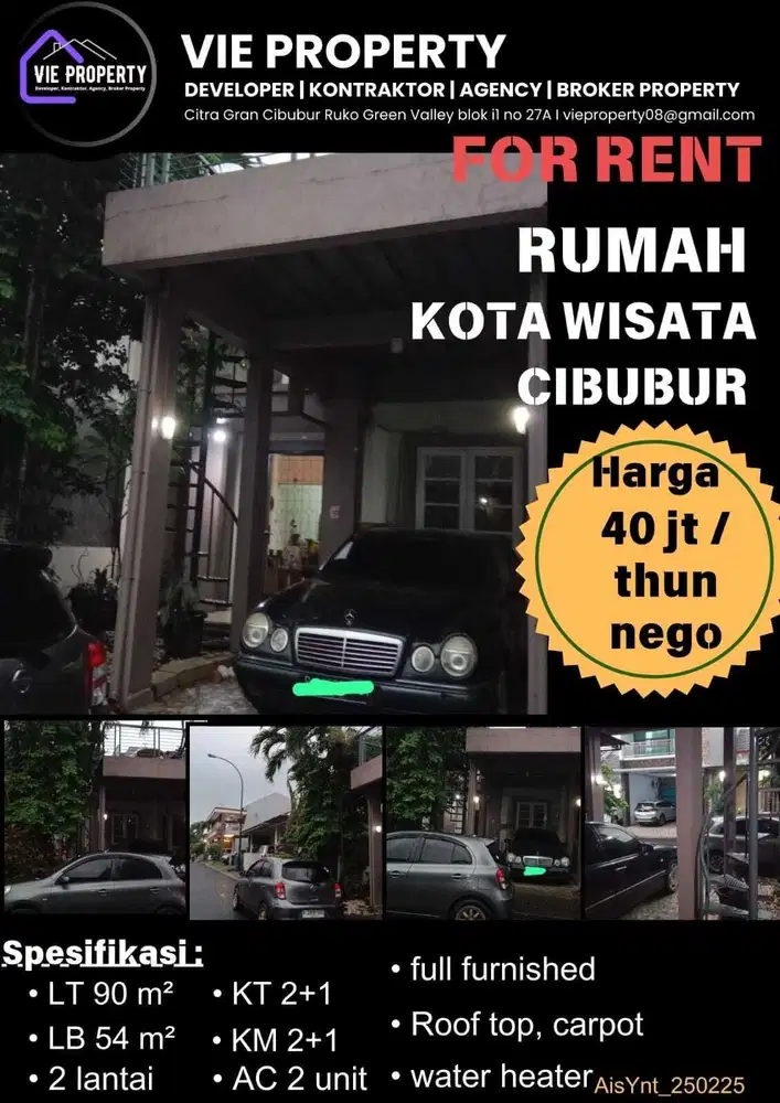 DISEWAKAN MURAH, RUMAH SIAP HUNI DI KOTA WISATA CIBUBUR