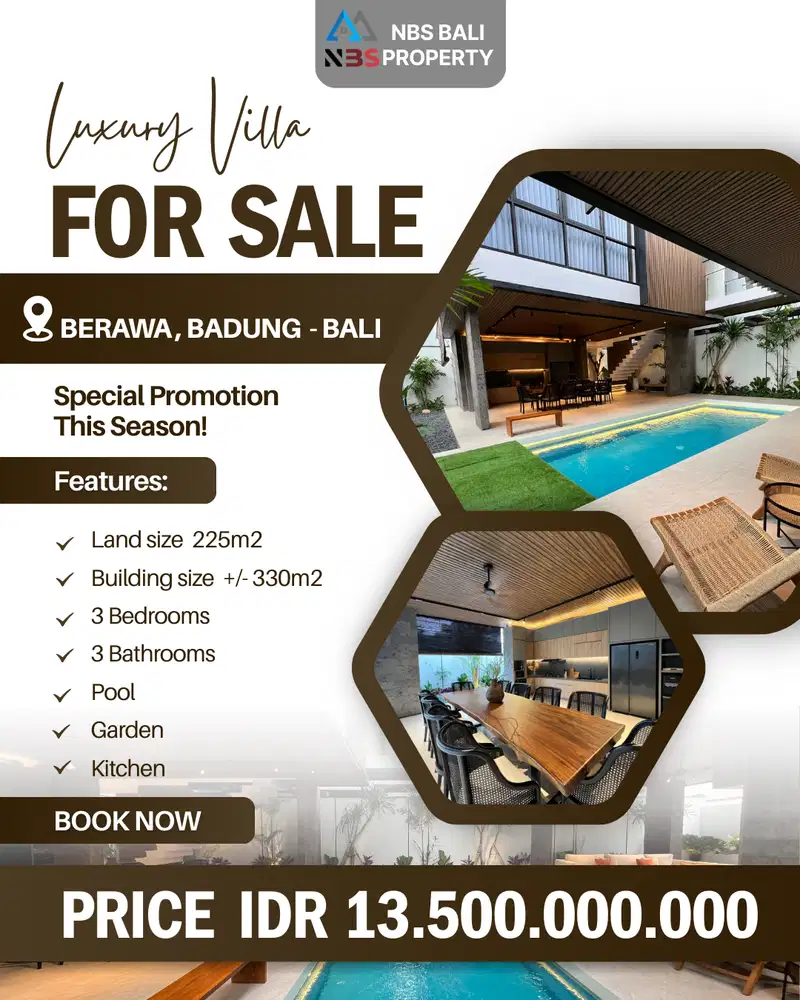 for sale 2 unit luxury villa in berawa with private pool