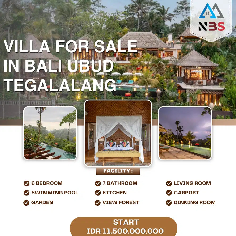 For Sale Villa in Tegalalang Ubud With View Ricefield