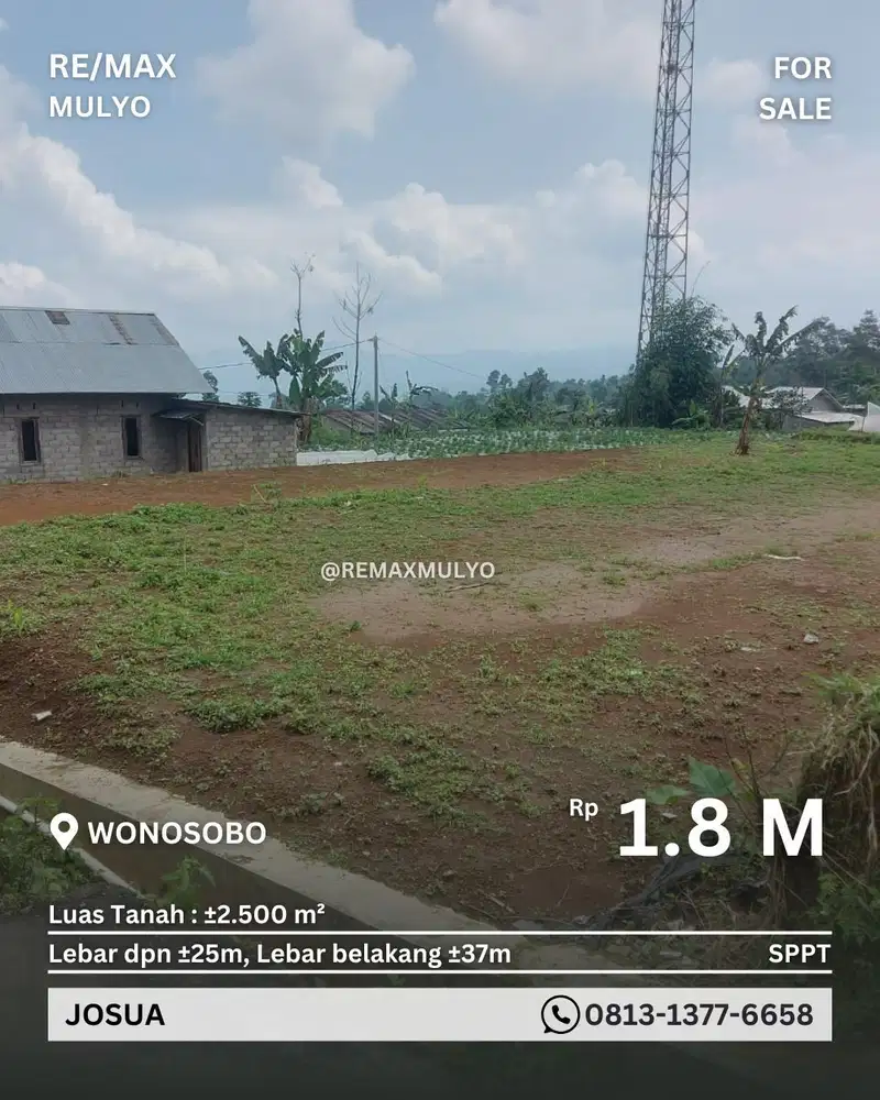 Dijual Tanah Subur Seluas 2.500m2 Akses Mudah Area Wonosobo