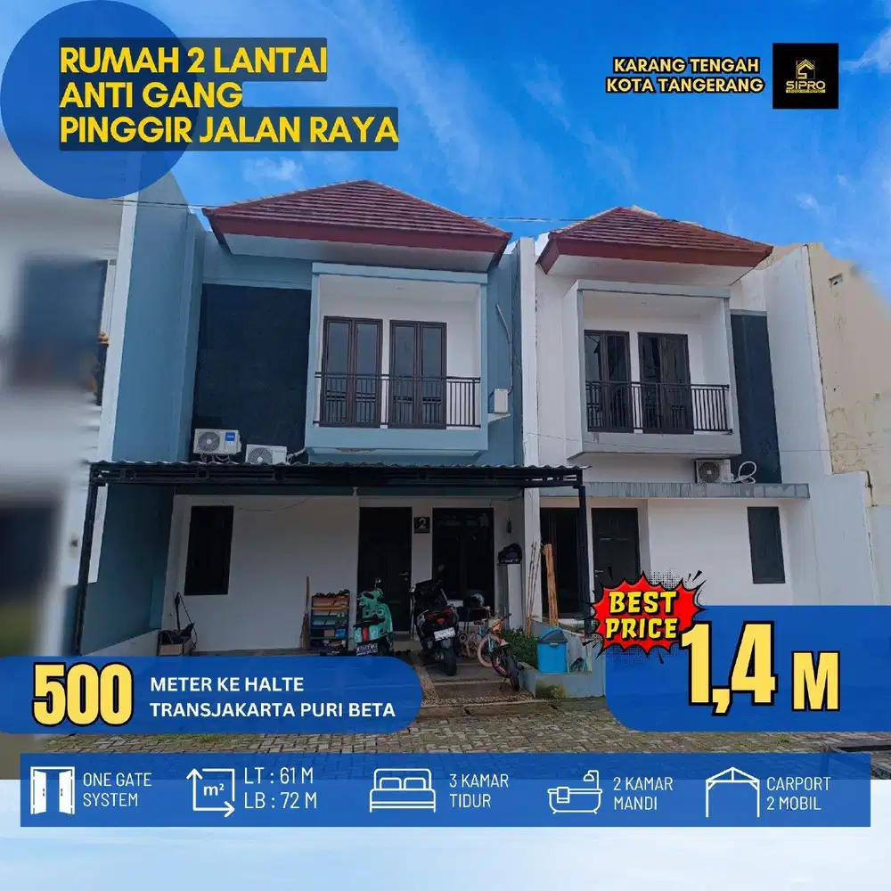 441 Townhouse Cantik 2 Lt. Strategis di Jalan Raya Ciledug, Tangerang