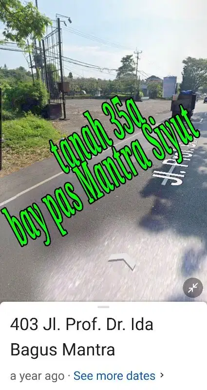 Dijual Tnh 35a di pinggir Jln Bay Pas IB Mantra Siyut Gianyar Bali