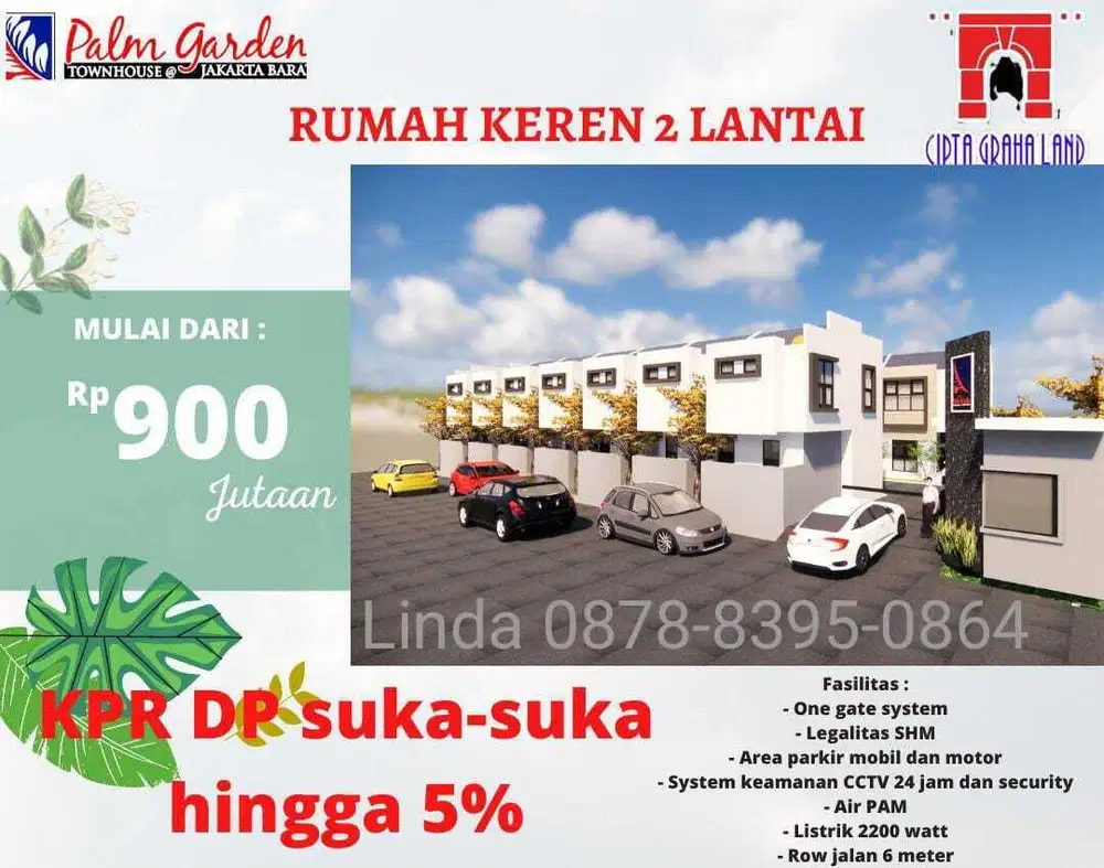 Palm Garden Town House JakBar,Hunian Mewah Rasa Apartemen 800 jtan,Limited