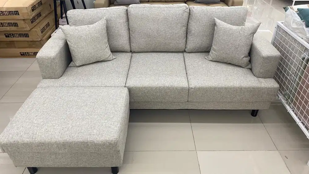 Sofa L 3 Seater Fabric Ash Brown