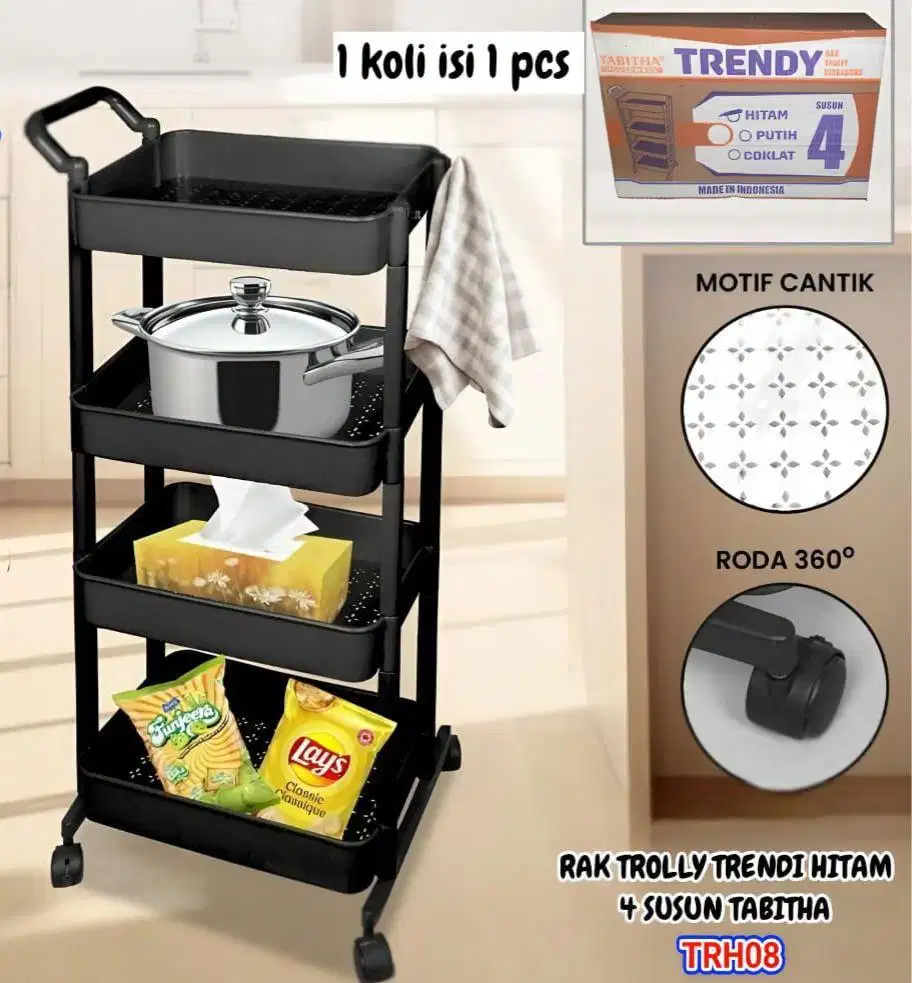 Ready Stock Rak Trolly 4 Tingkat