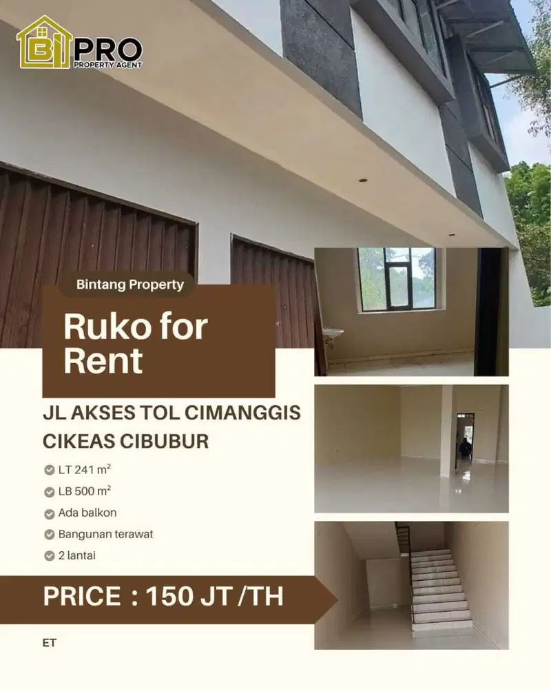 RUKO DISEWAKAN CIKEAS CIBUBUR