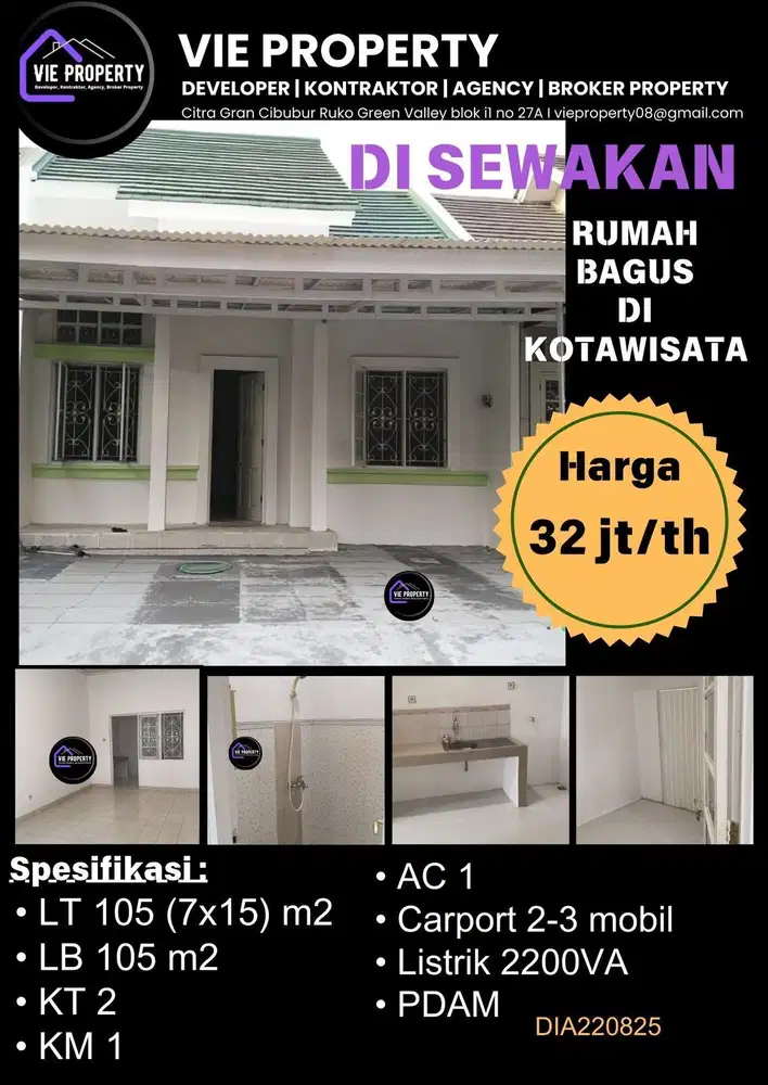 Disewakan murah rumah siap huni di Kota Wisata Cibubur