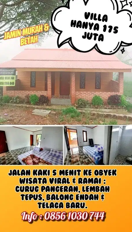 Villa di kawasan wisata Curug Pangeran Lembah tepus, Bogor hanya 140jt jamin betah