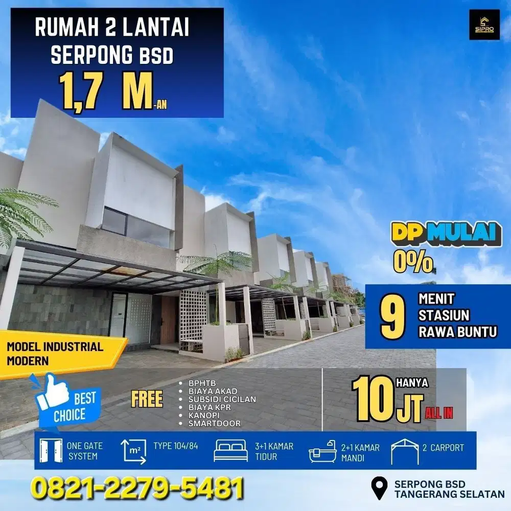 Rumah 2 lantai mewah di Serpong cukup 10 juta ALL IN
