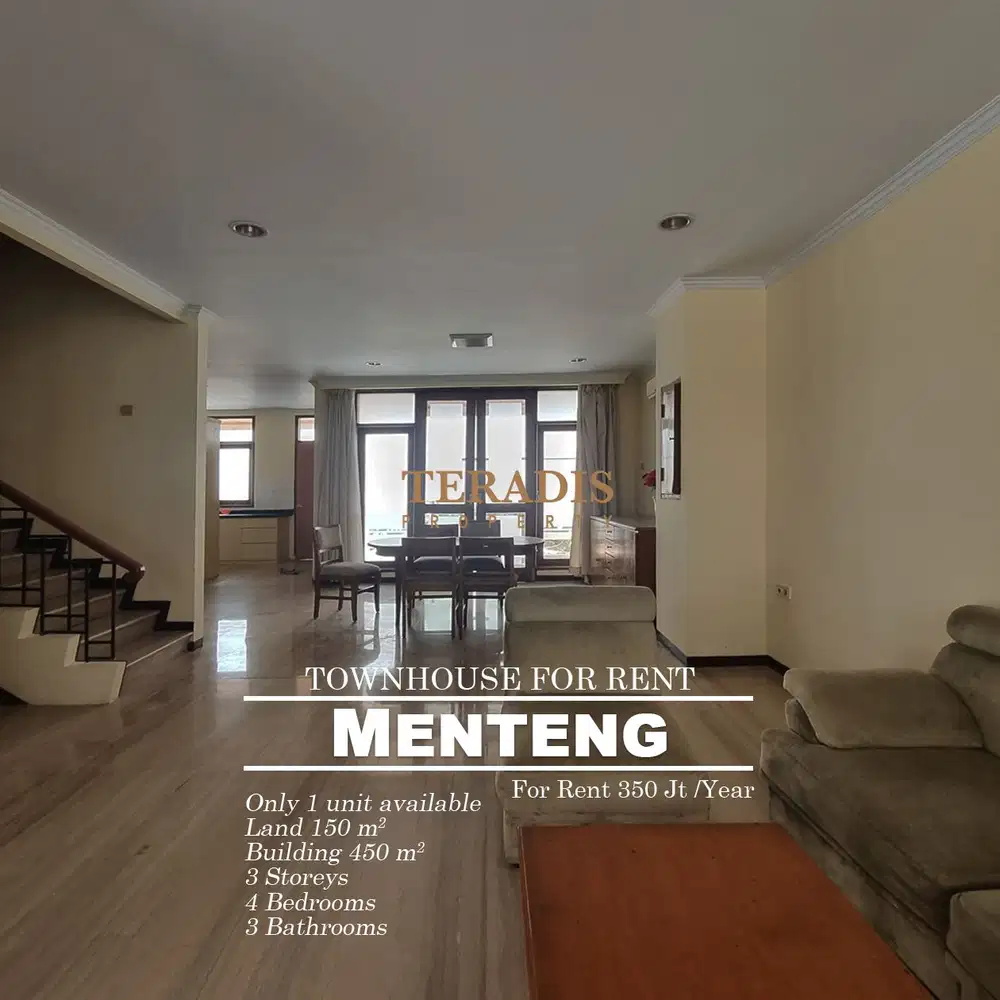 DISEWAKAN RUMAH DI KAWASAN ELIT MENTENG