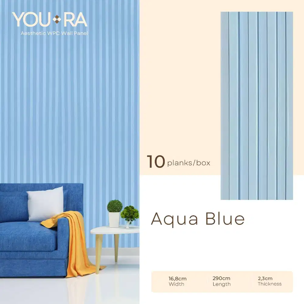 YOU-RA Wallpanel Kotak Series Solid Color 16,8cm x 2,9m Dekorasi