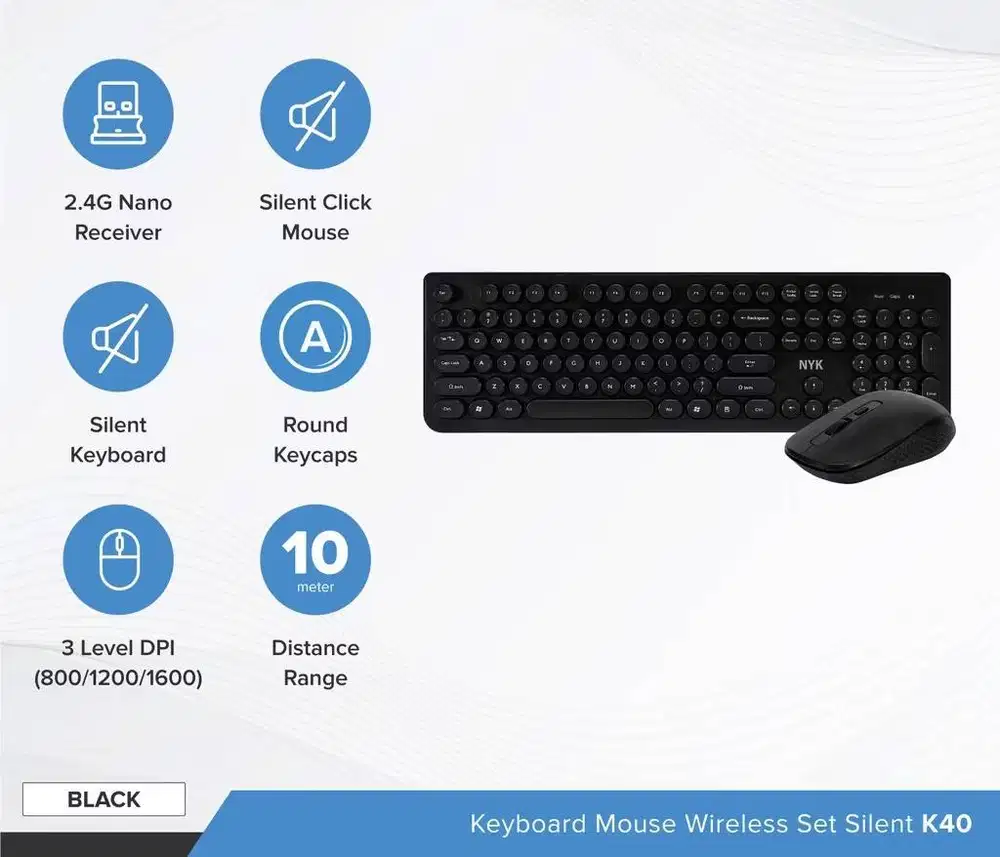 (SECOND) NYK Keyboard Wireless K40 + Mouse