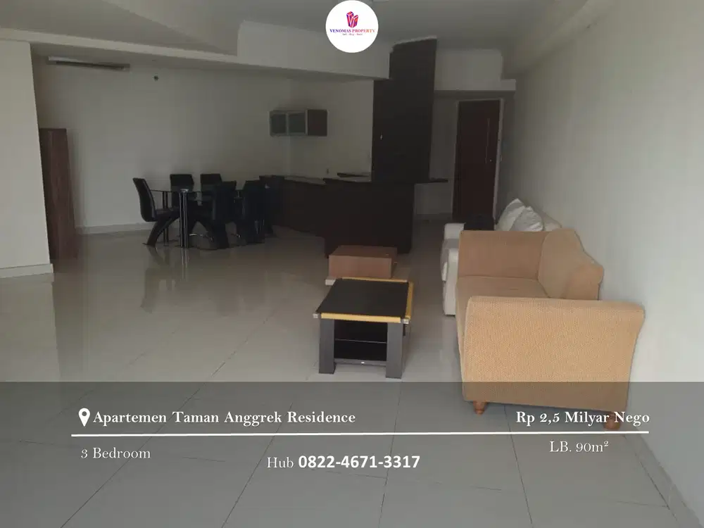Dijual Apartement Taman Anggrek 3BR Full Furnished View Timur
