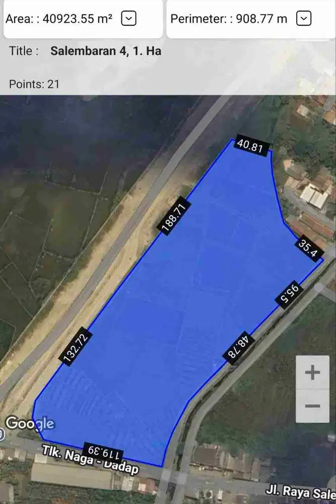 Dijual Lahan 4 Ha Di Pinggir Jalan Raya Teluk Naga - Salembaran