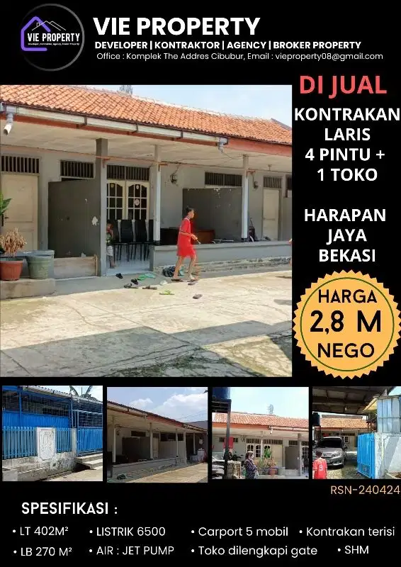 TURUN HARGA LAGI KONTRAKAN LARIS  DI HARAPAN JAYA BEKASI
