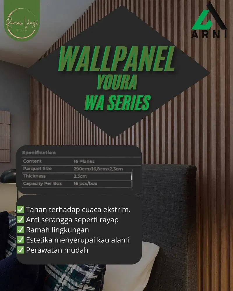 WPC Wallpanel Youra | Panel Dinding Indoor Panjang 2,9m Tahan lama min