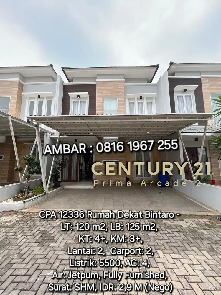 12336 - Rumah mewah full furnished area bintaro shm siap huni