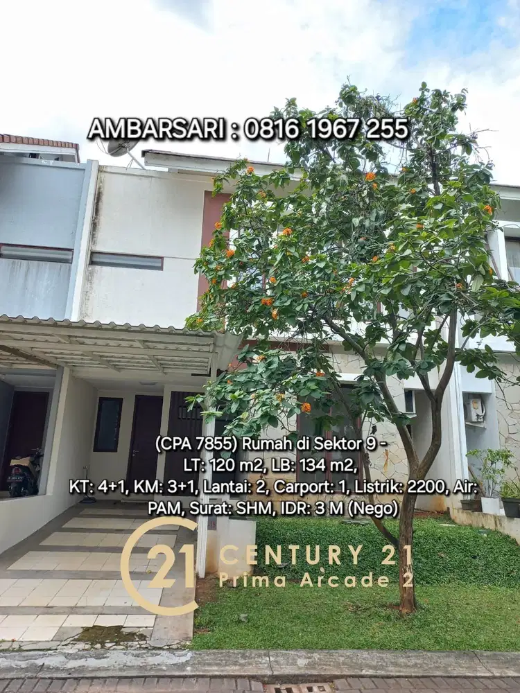 7855 - Rumah murah discovery bintaro sektor 9 ada halaman belakang