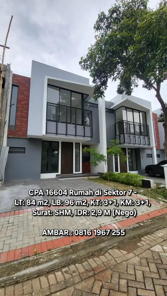 16604 - Rumah brand new hadap taman di bintaro sektor 7
