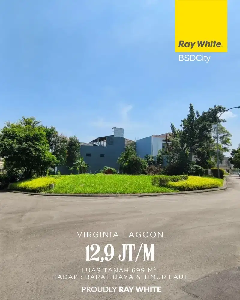 3 Menit jalan kaki ke Danau, Kavling besar di Virginia Golf BSD