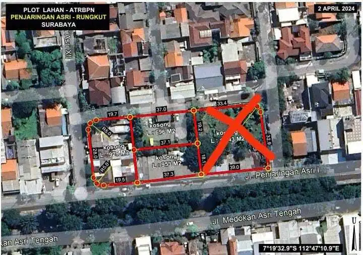 Tanah dijual berlokasi di Penjaringan Asri (DT) Rungkut SBY