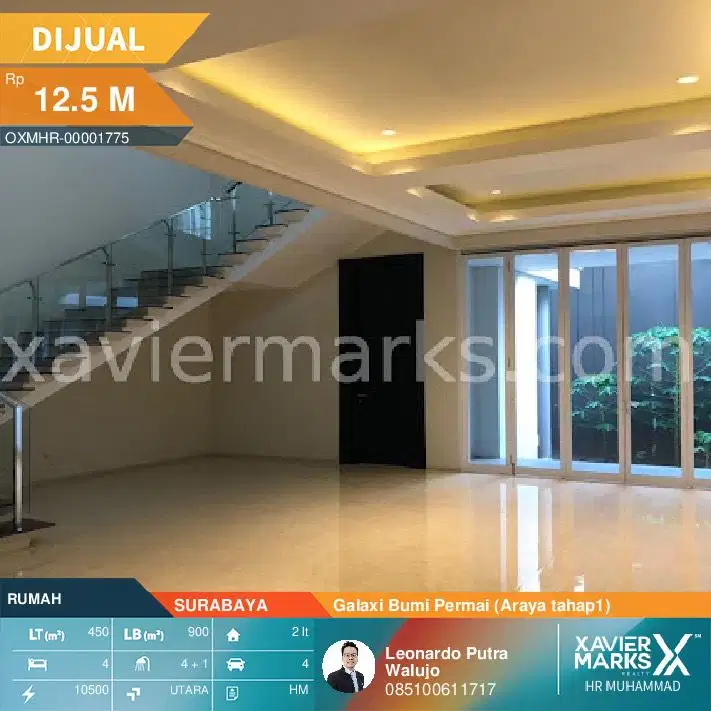 Rumah Araya Baru mewah minimalis modern 15x30 meter ada 5 Kamar Timur