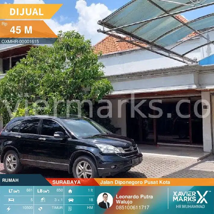 Rumah Jalan diponegoro pusat kota luas 881m2
