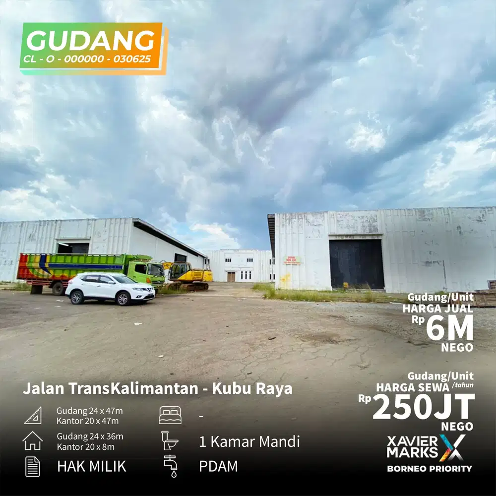 Gudang 24x36 Transkalimantan Prima Lestari Jual Sewa