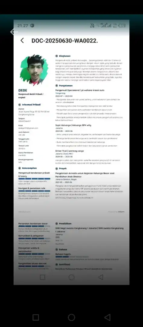 Memiliki SIM A dan C yang aktif
