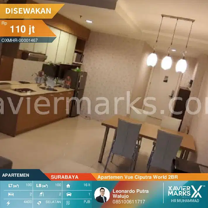 Apartemen Vue Ciputra World 2BR Full Furnish lantai 16 View City