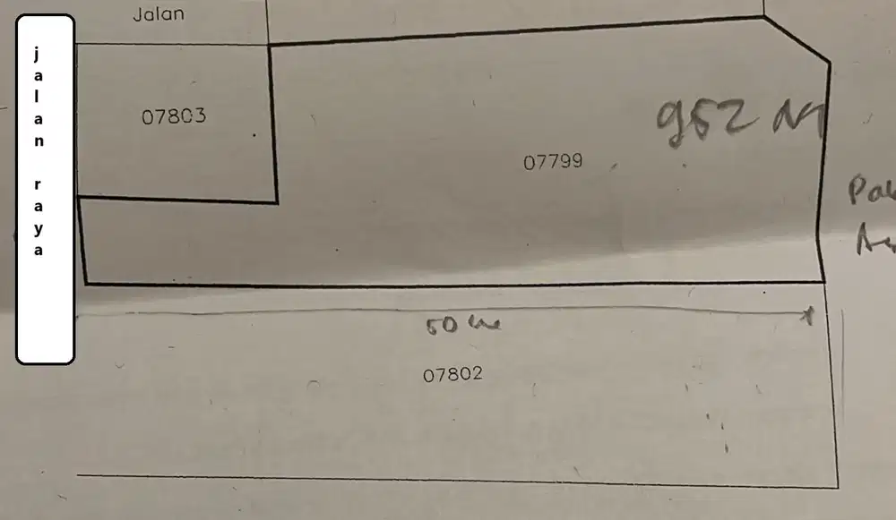 Kavling pinggir jalan raya gaplek RE Martadinata 14,5 jt /m 952m