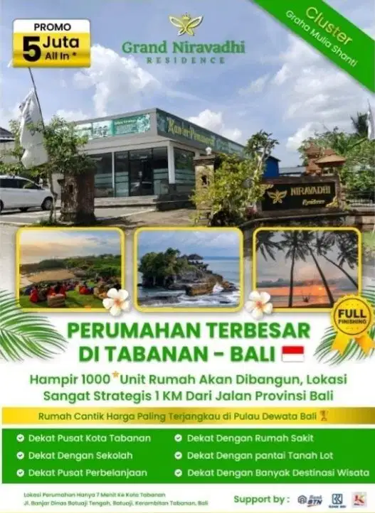 Rumah Tanpa Dp Di Grand Niravadhi Tabanan,Bali-Bayar 5 Jt Free Biaya2