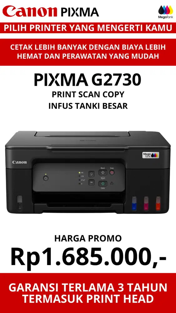 Printer Canon PIXMA G2730 Print Scan Copy Infus