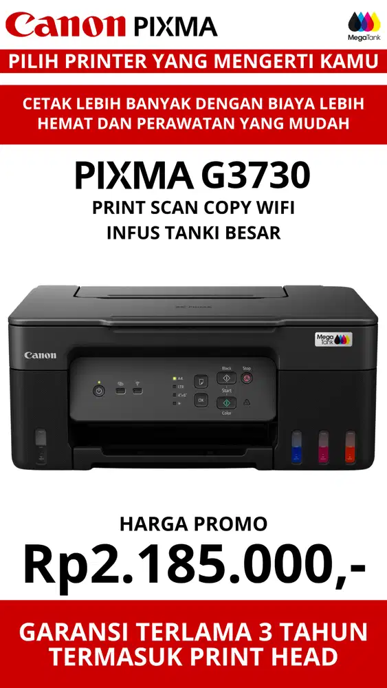 Printer Canon PIXMA G3730 Print Scan Copy WIFI Infus