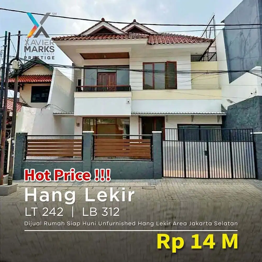 Dijual Rumah Hang Lekir Area Unfurnished   Luas tanah 242 m² Luas bang