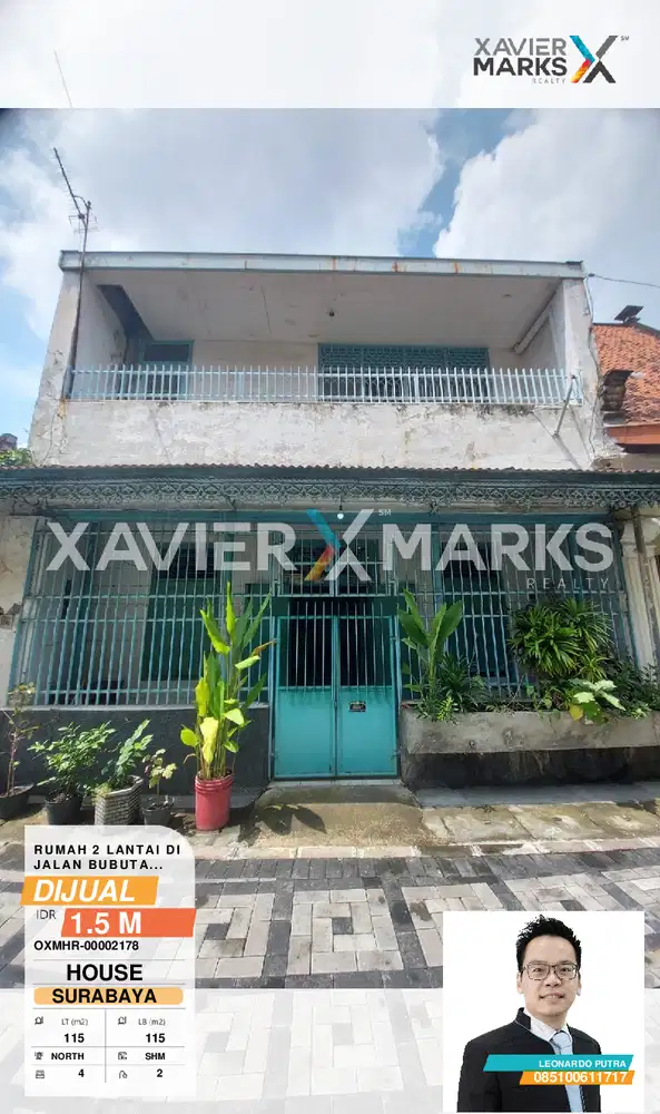 Rumah Jalan Bubutan Tembus Jalan Pahlawan Dimensi 7x16.5 meter shm